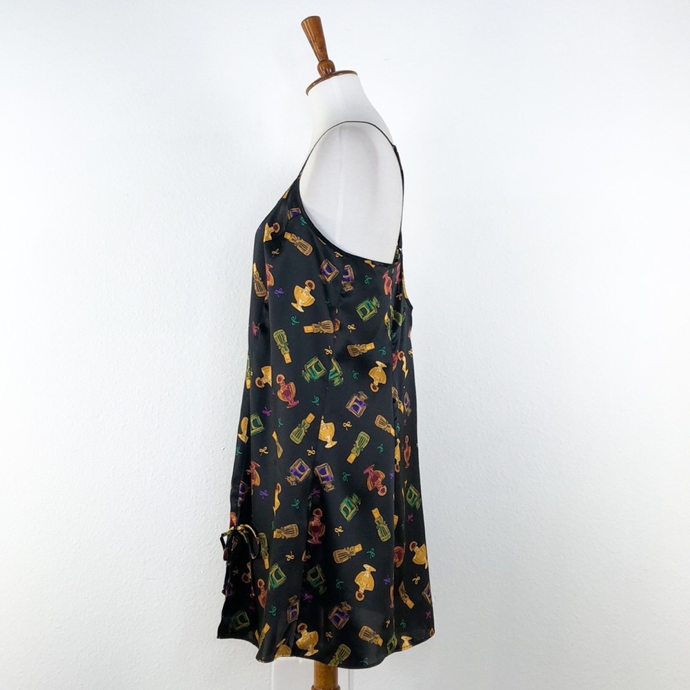 Cacique Black Perfume Print Silky Chemise Slip - Picture 4 of 7